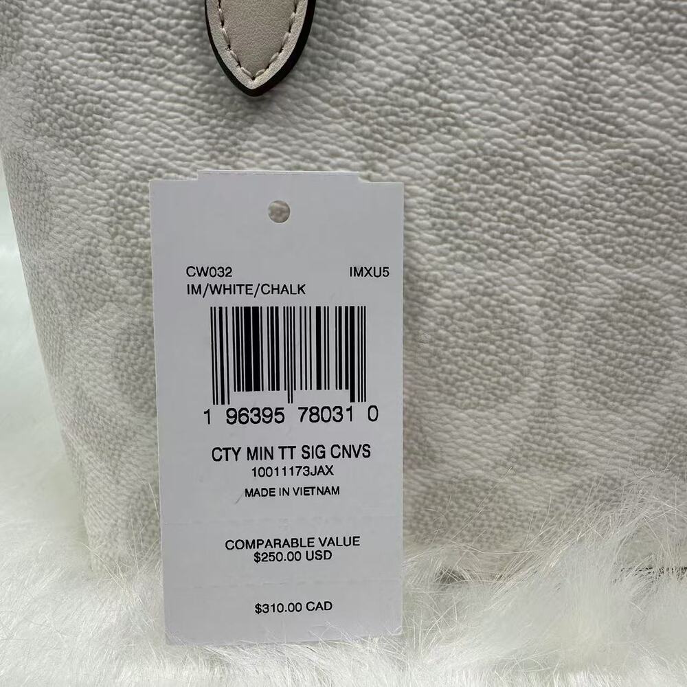 Coach Mini City Tote Bag Crossbody Shoulder Signature Canvas White/Chalk CW032 - Picture 8 of 12